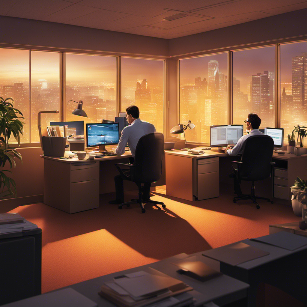 An image depicting two distinct scenes - one showing an employee working late at a dimly lit office, symbolizing mandatory overtime; the other portraying a person engaged in a fun activity outside of work, representing voluntary overtime