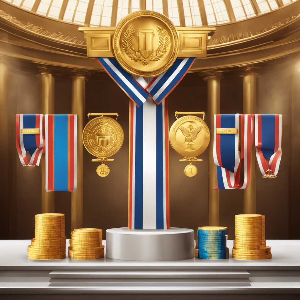 An image featuring a podium with three different medals labeled with payroll-related icons, with the gold medal being the largest and most ornate